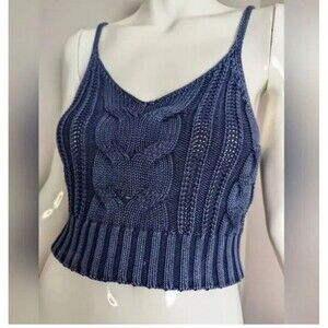 American Eagle Cropped Sweater Tank Sz M Preppy Fall School Academia Chic Casual